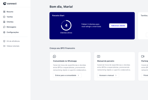 Painel centralizado com todos os clientes em um só lugar